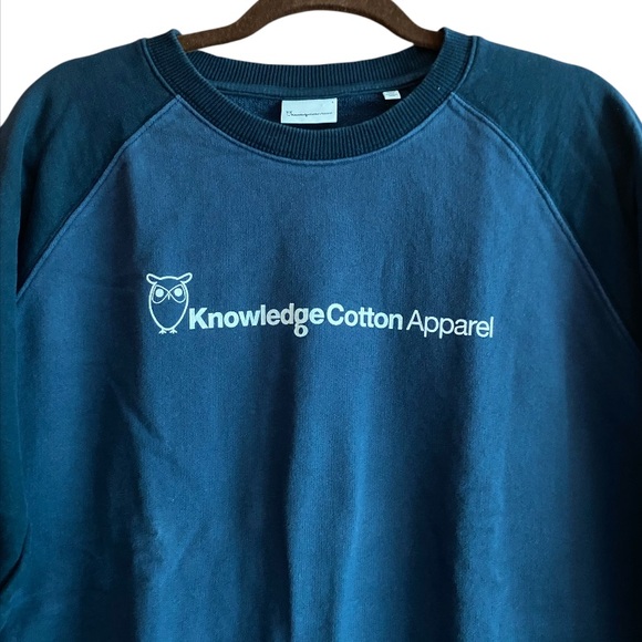 Knowledge Cotton Apparel Navy Blue Pullover 100% Cotton Sweater Size Large - Picture 2 of 7